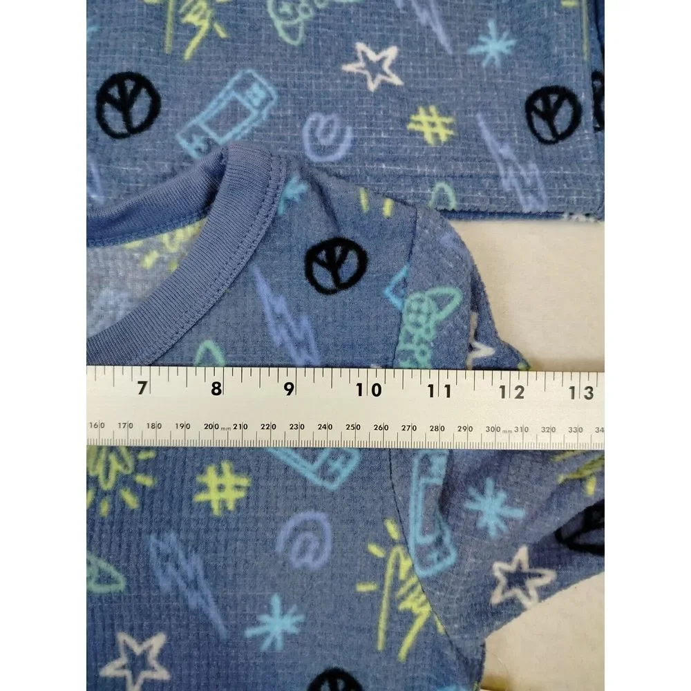 Calvin Klein Pajama Shirts Youth Boys Blue‎ 10 Classiccore Long Sleeve Geometric