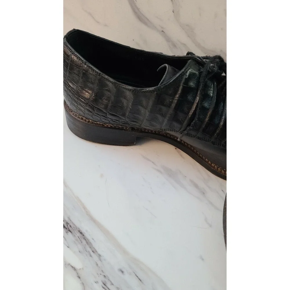 Barneys New York Black Alligator Men's Lace Shoes@[99‎ Sz10.5