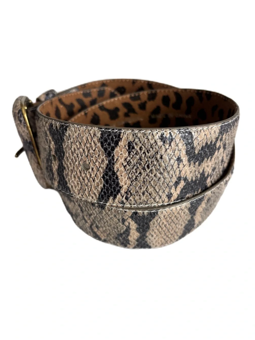 Betsy Johnson Wide Beige and Black Snakeskin Print Belt Size S