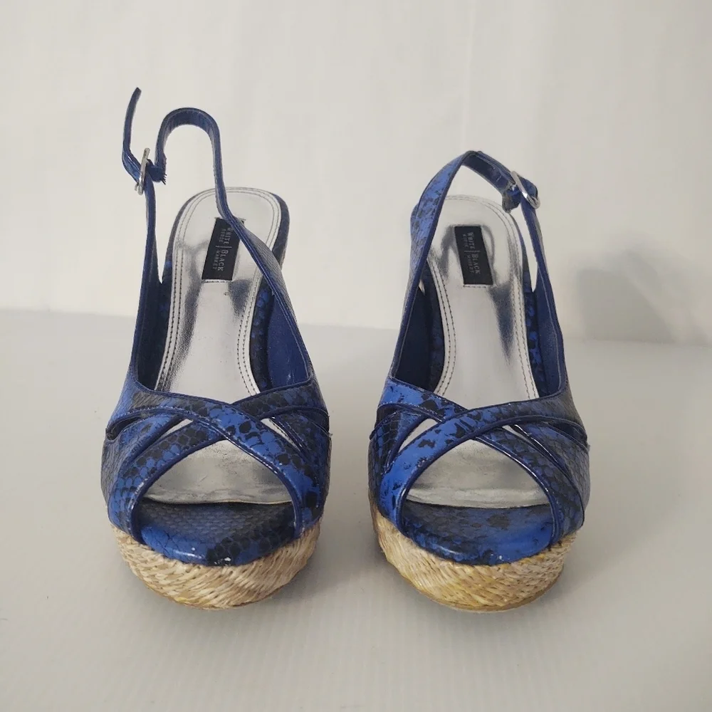 White House Black Market Blue Wedge Sandals size 8