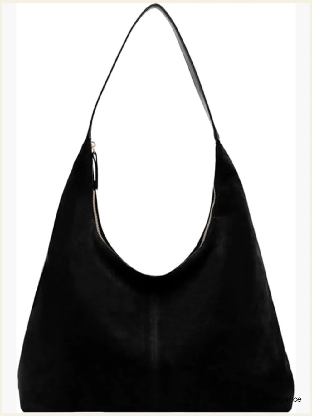 Classic Black Suede Hobo Bag - Minimal Shoulder Tote