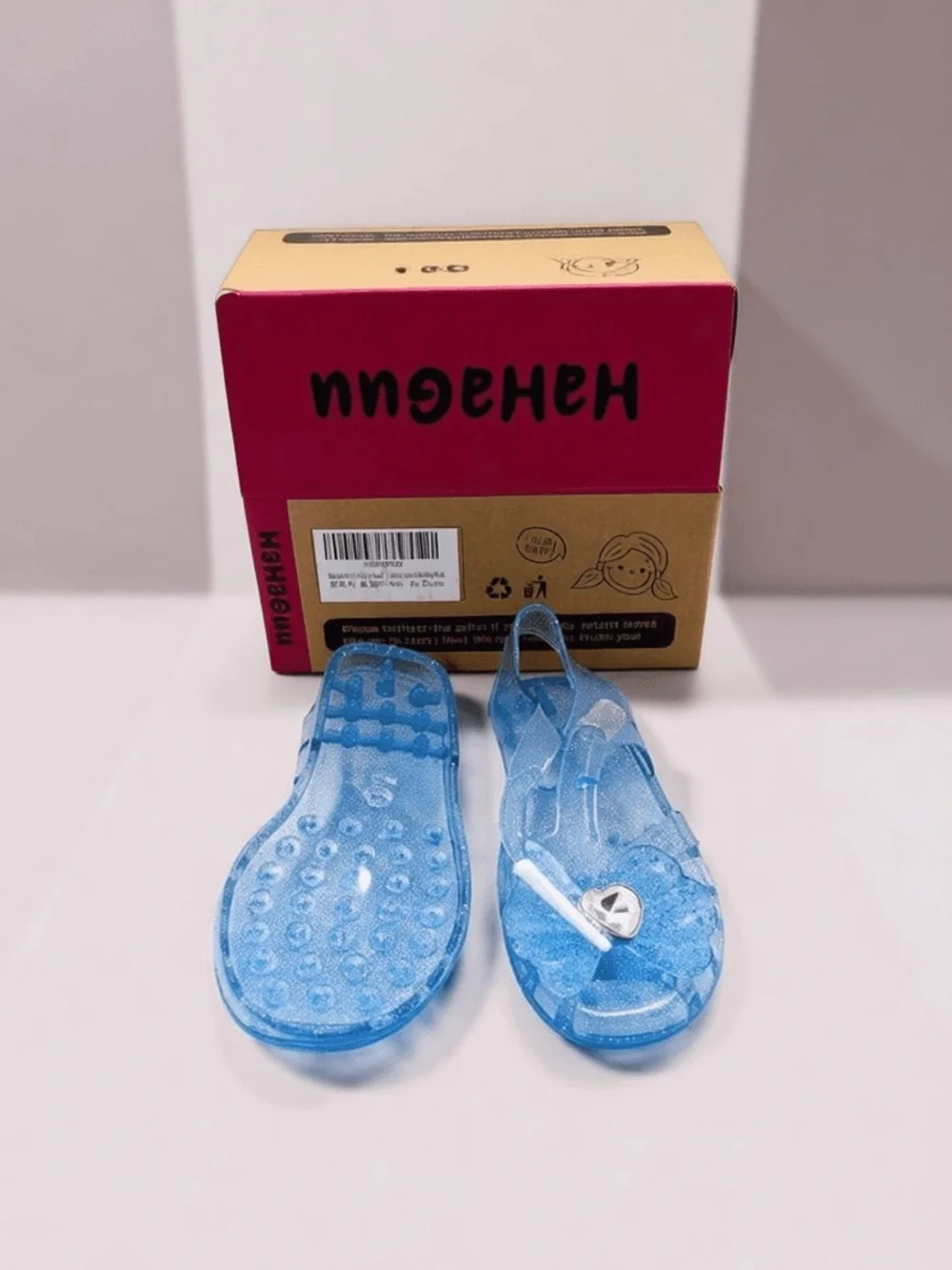 Kids Clear Blue Jelly Sandals - Unbranded