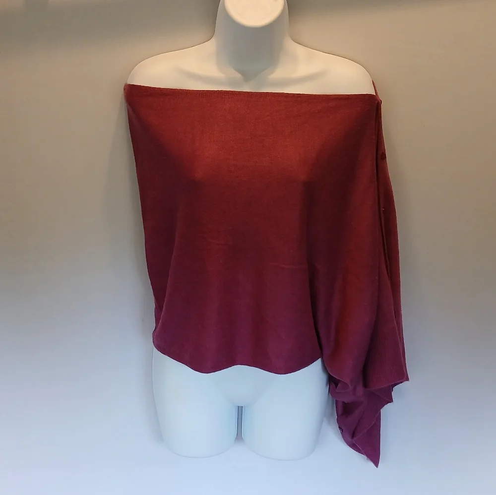 Super Soft Burgundy Scarf Shawl Shrug Wrap Poncho Cardigan Button Up One Size