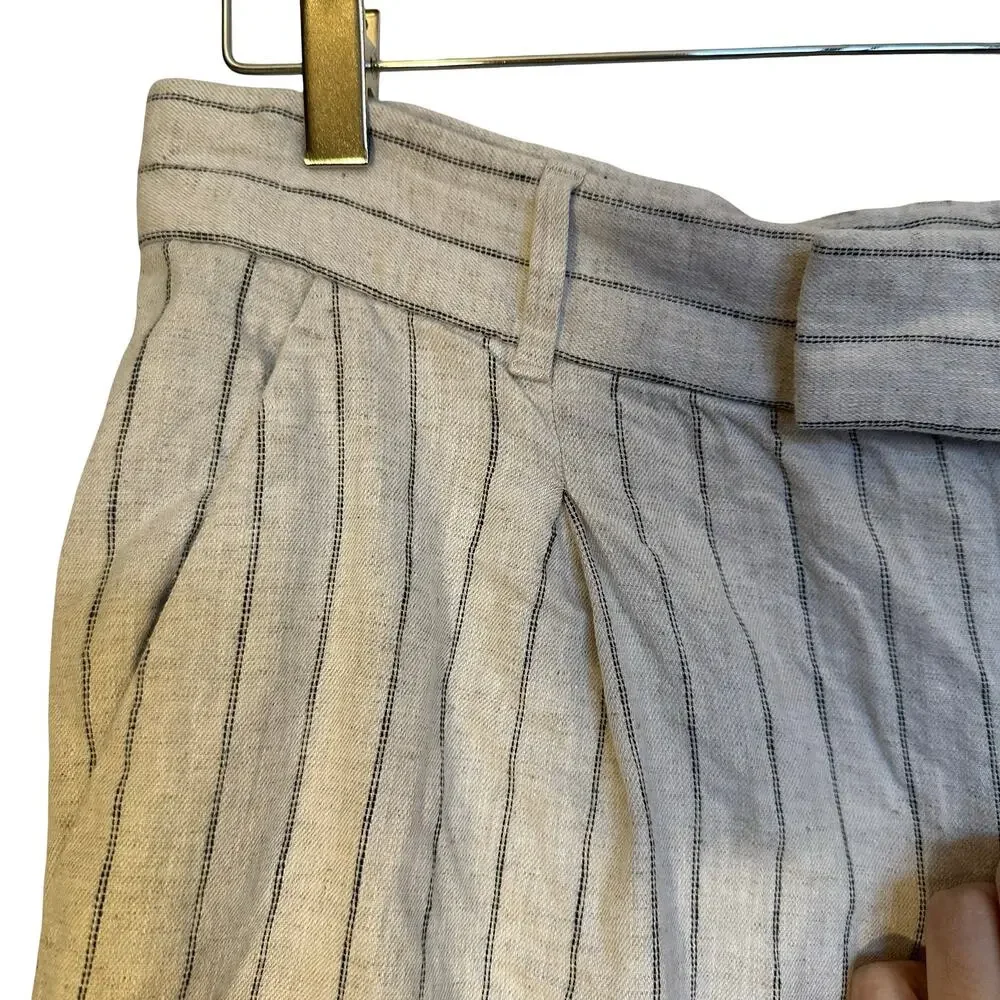 Banana Republic High Rise Linen Wide Leg Pleated Trousers Striped Plus Size 16