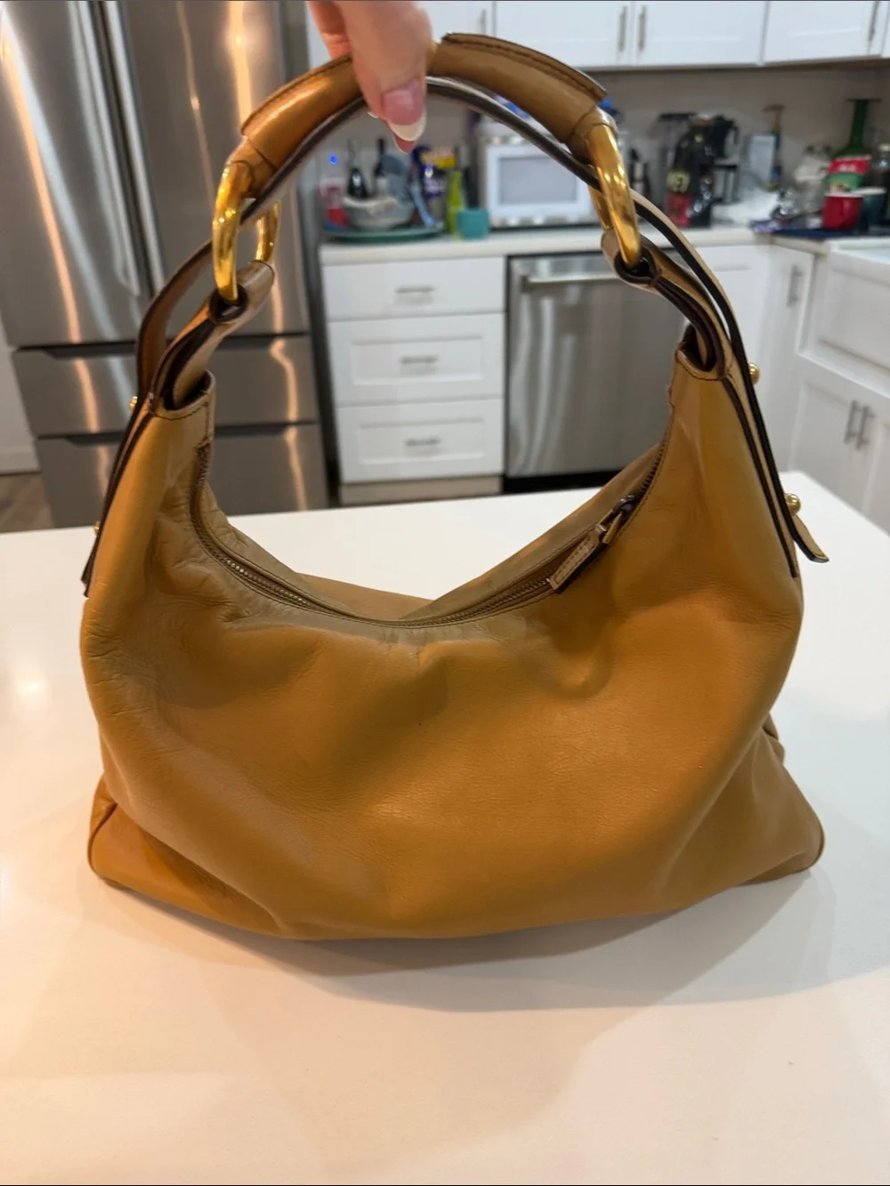 GUCCI-Tom Ford Hobo Shoulder Bag - Deep mustard/tan color Leather ..
