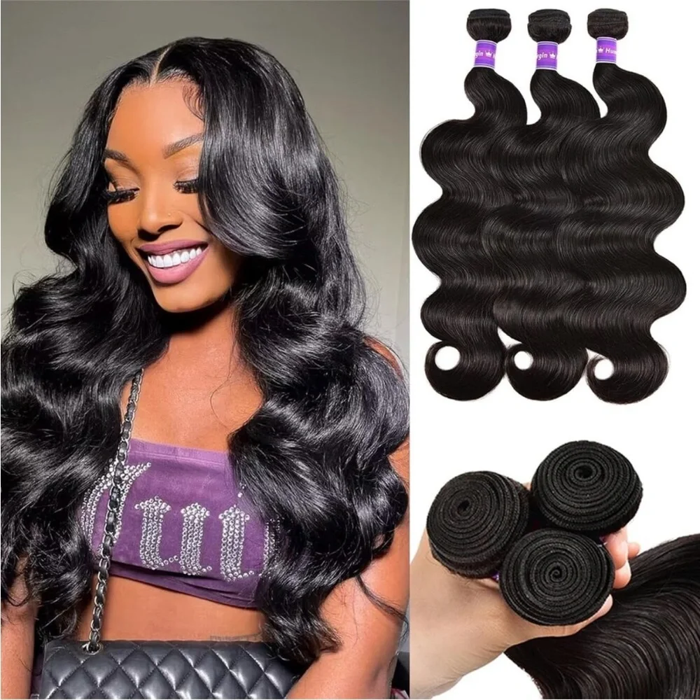 Human Hair Bundles w/ Closure Free Part (20 22 24+18) Body Wave 3 Bundles *NEW*