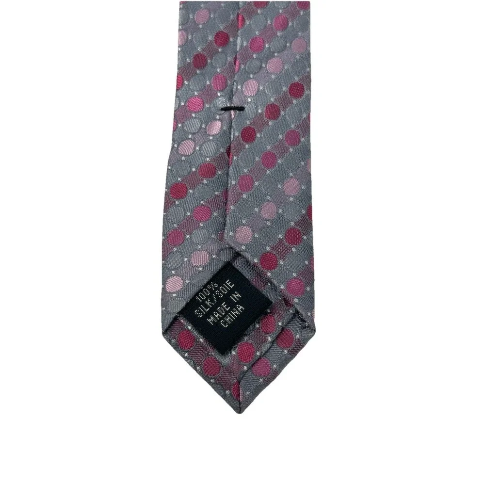 Calvin Klein‎ Gray & Pink Polka Dot Silk Tie 59