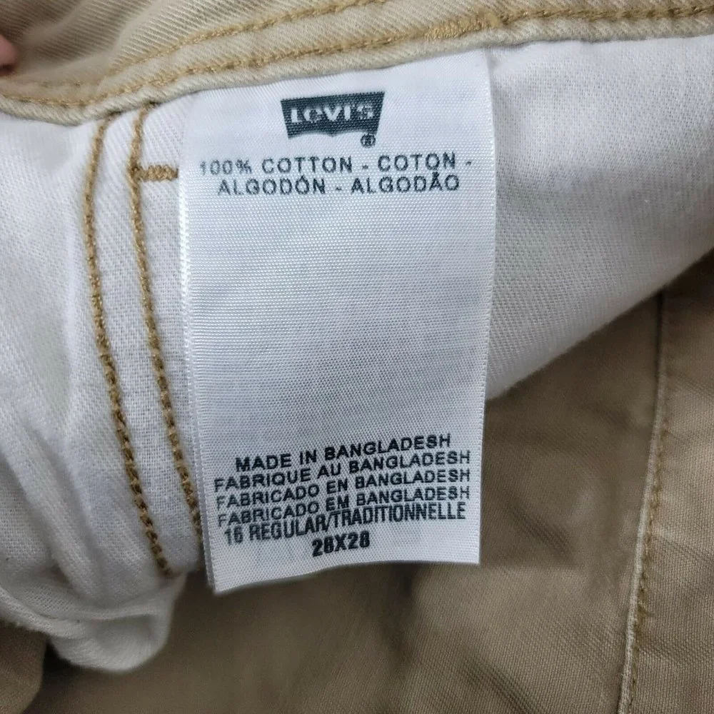 Levis Strauss & Co‎ Mens Khaki White Label Casual Cargo Shorts Size 28 Fishing