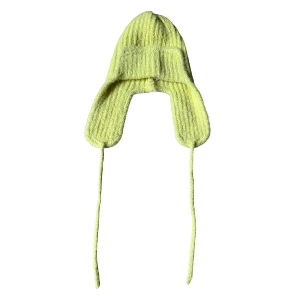 Free‎ People Timber Fuzzy Knit Lime Green Yellow OS