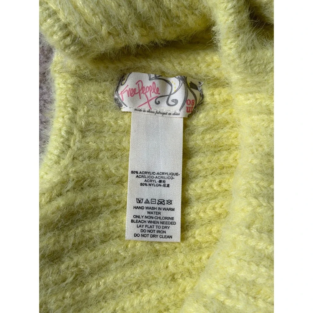 Free‎ People Timber Fuzzy Knit Lime Green Yellow OS