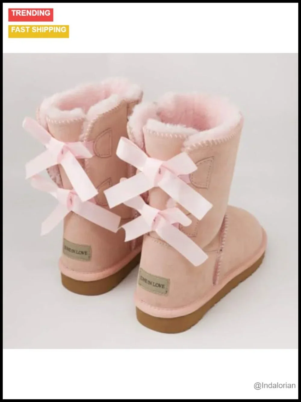 Mid-Calf Snow Boots with Bow, Faux Fur Lining, Memory Foam Sole