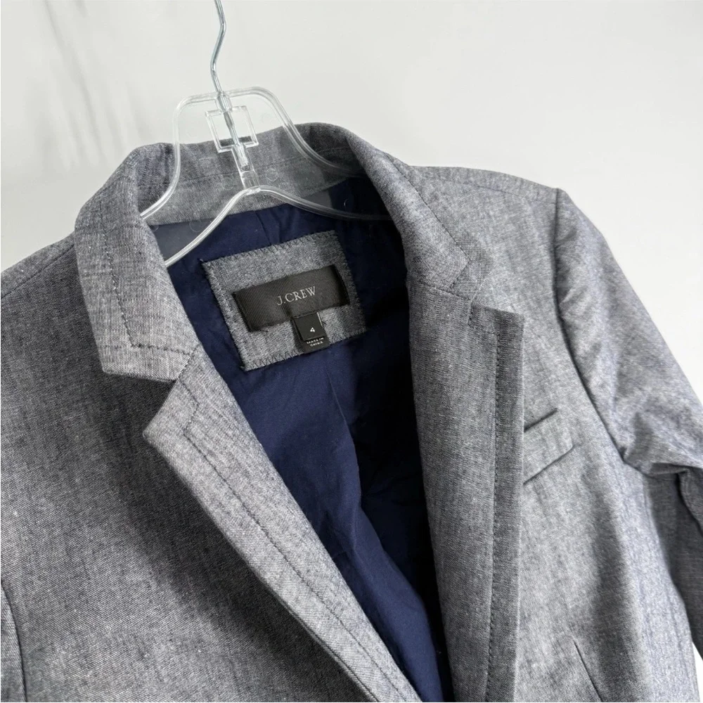J Crew Regent Blazer Womens Size 4 Blue Cotton Lined Single Button Jacket
