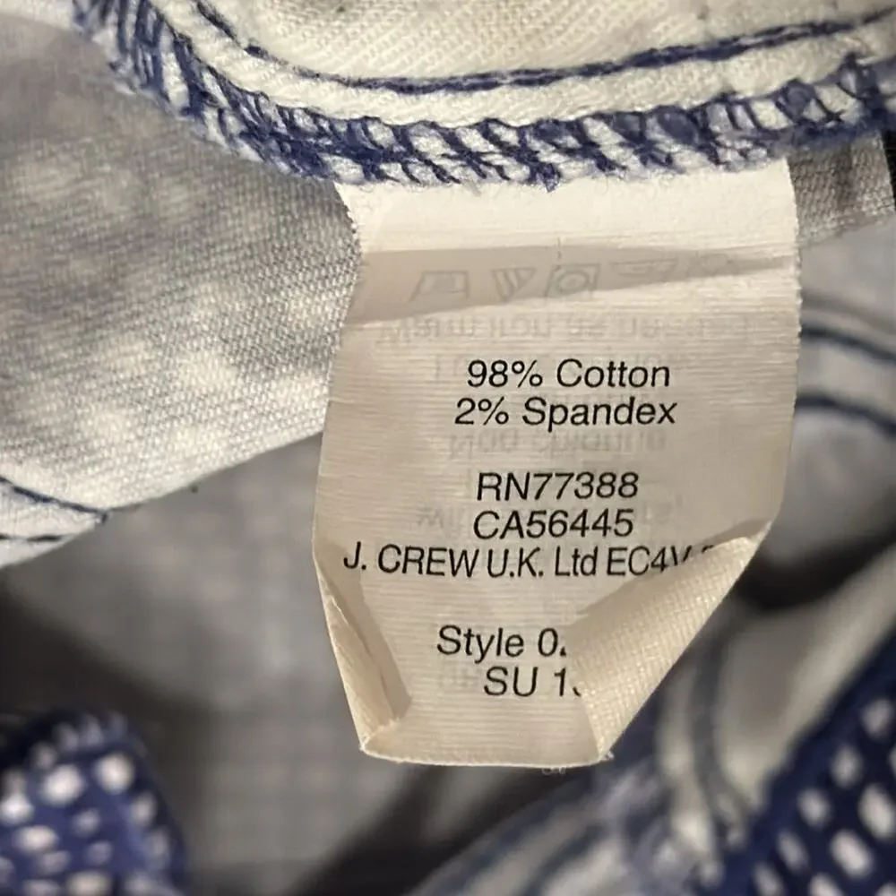 NWOT J Crew Toothpick Basket Weave Blue White Print Skinny Jeans Size 29