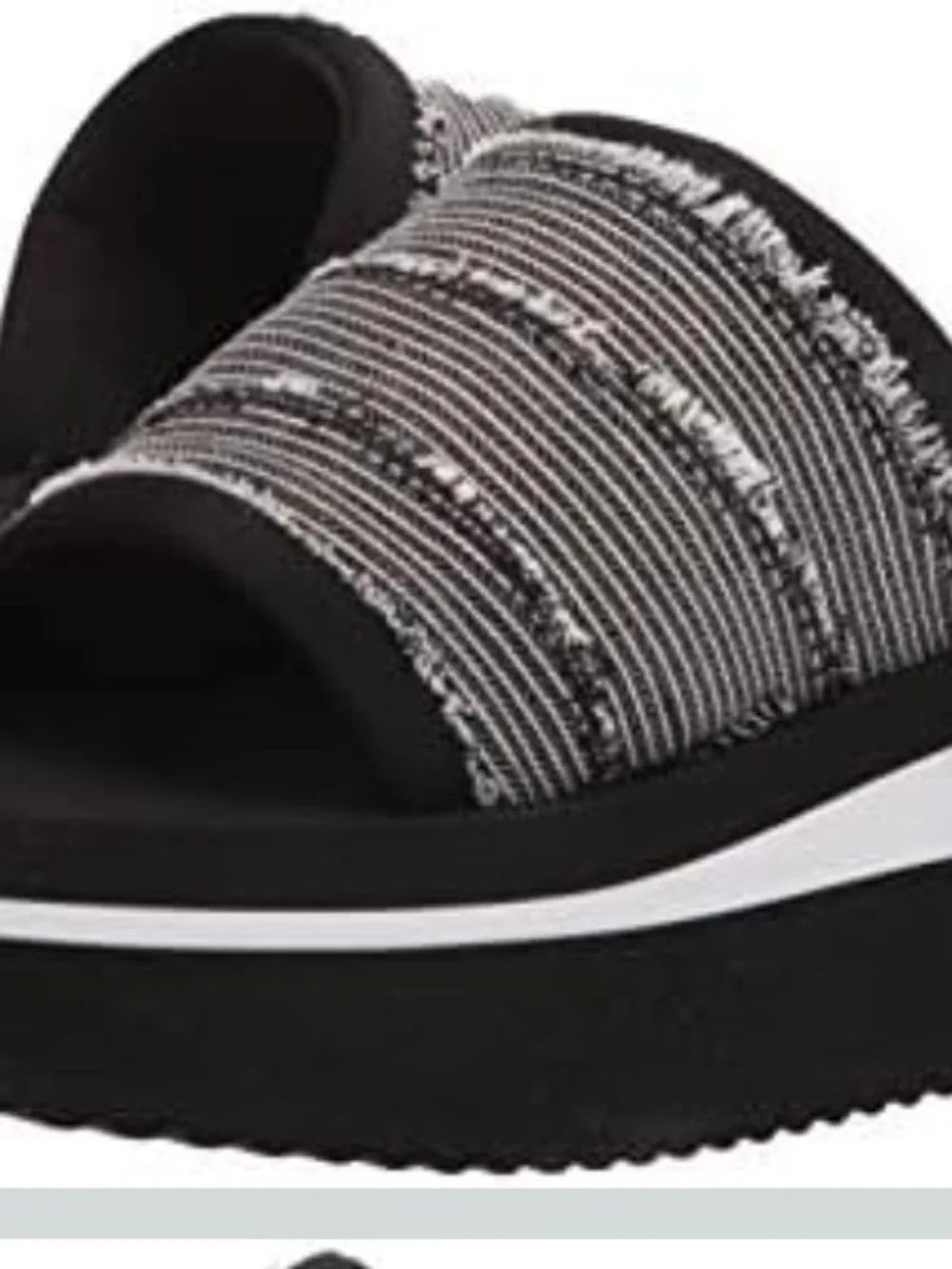 Rocket Dog Black and White Striped Platform Slide Sandals