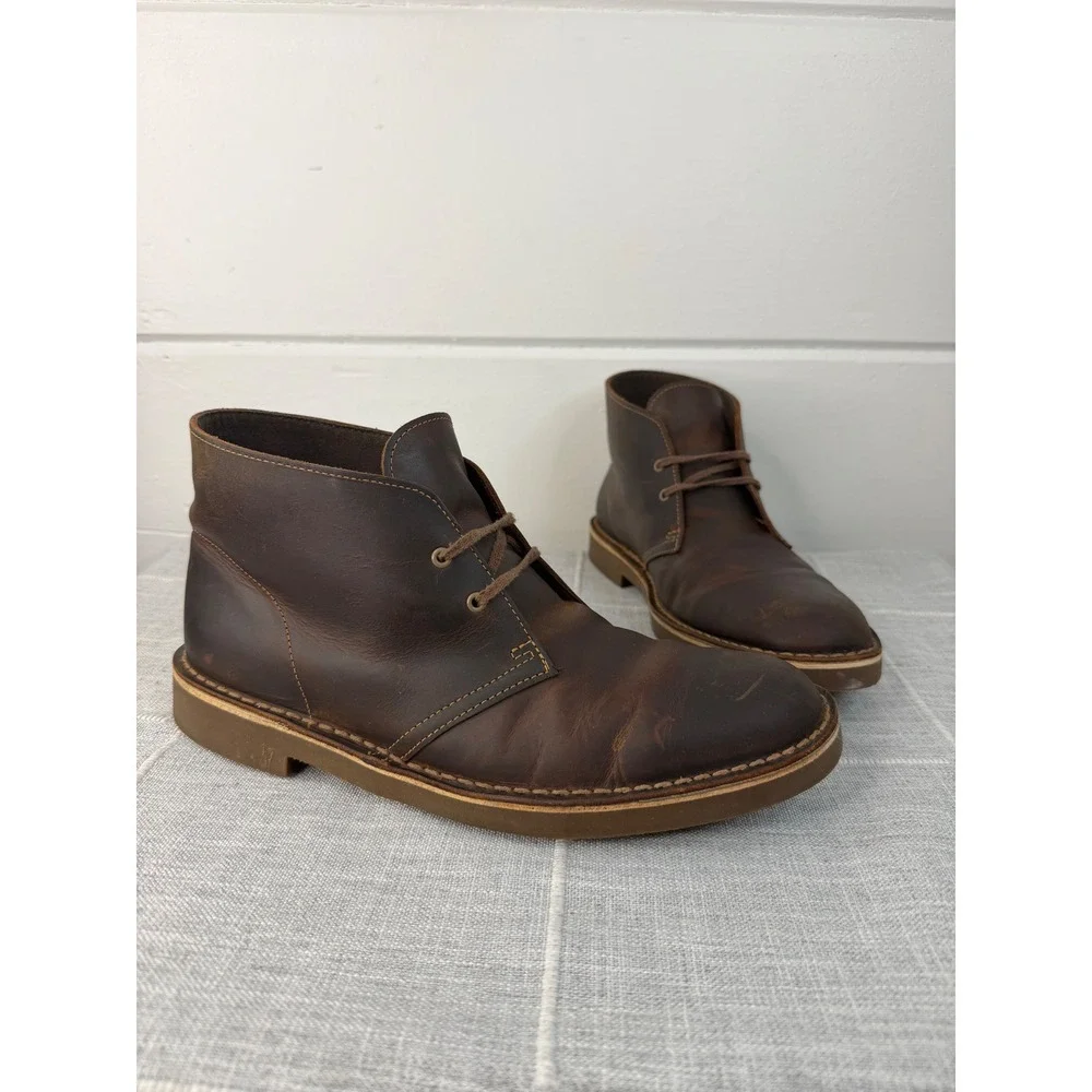 Clarks Mens 10.5 Shepton Chukka Boot Brown Leather Ankle Boot