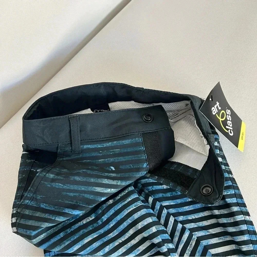 Art Class Striped Hybrid Swim Shorts Size 4 Boys Kids Black Tie Dye