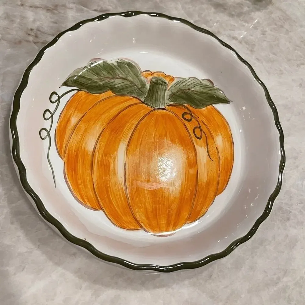 Vintage Williams Sonoma pie dish Pumpkin handpainted