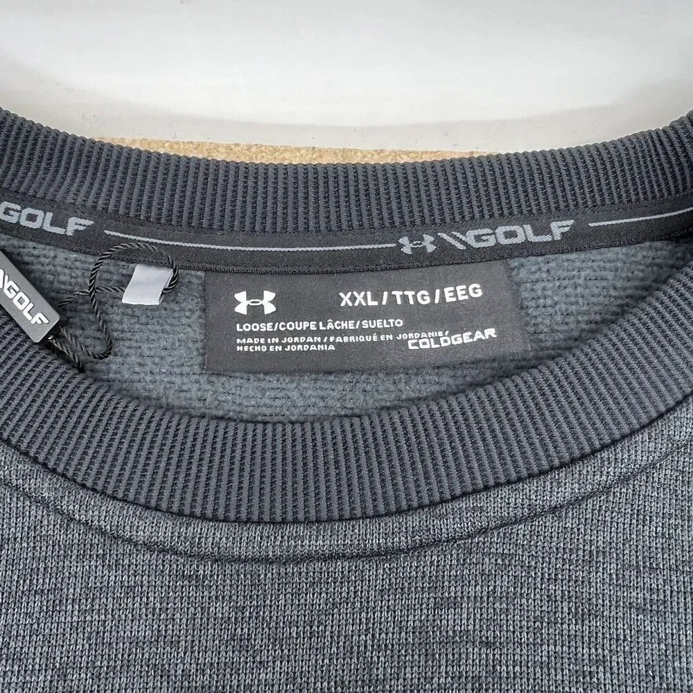 NEW Under Armour Crewneck Sweater Charcoal Gray Golf 2XL 1360503-001