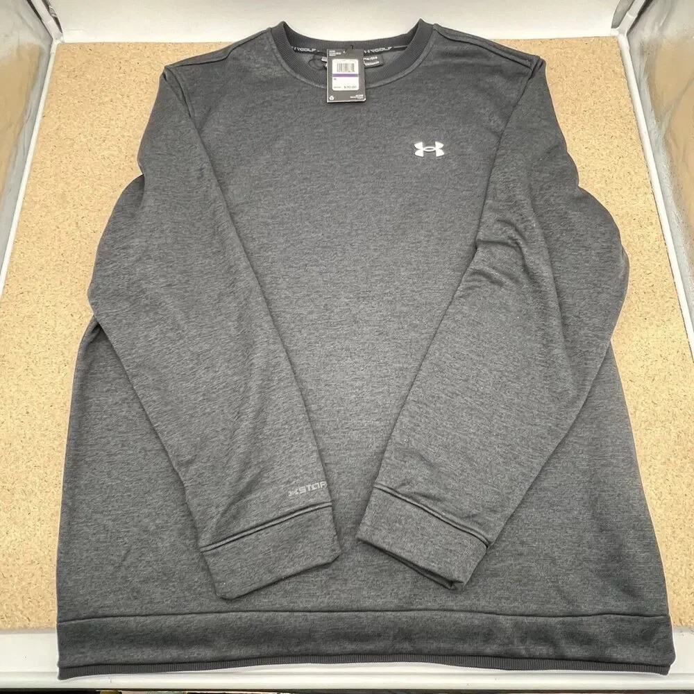 NEW Under Armour Crewneck Sweater Charcoal Gray Golf 2XL 1360503-001