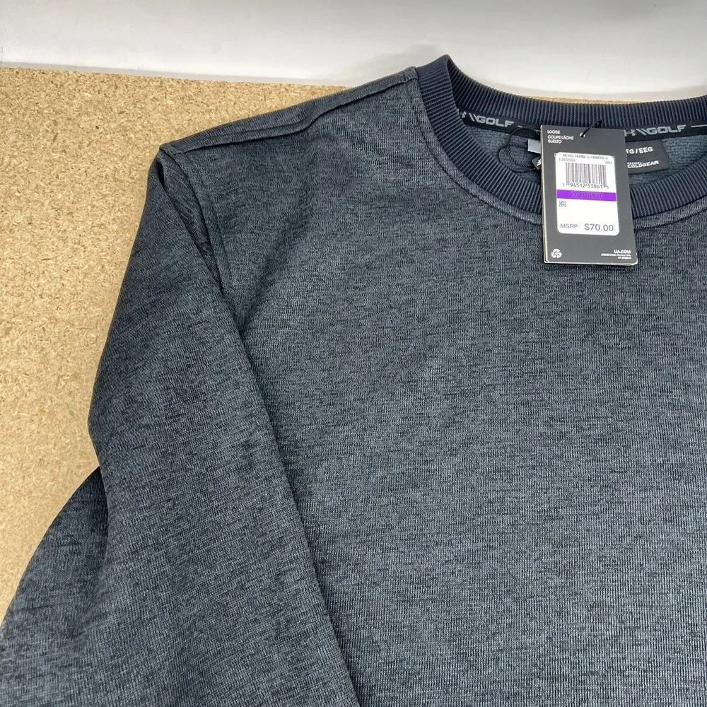 NEW Under Armour Crewneck Sweater Charcoal Gray Golf 2XL 1360503-001