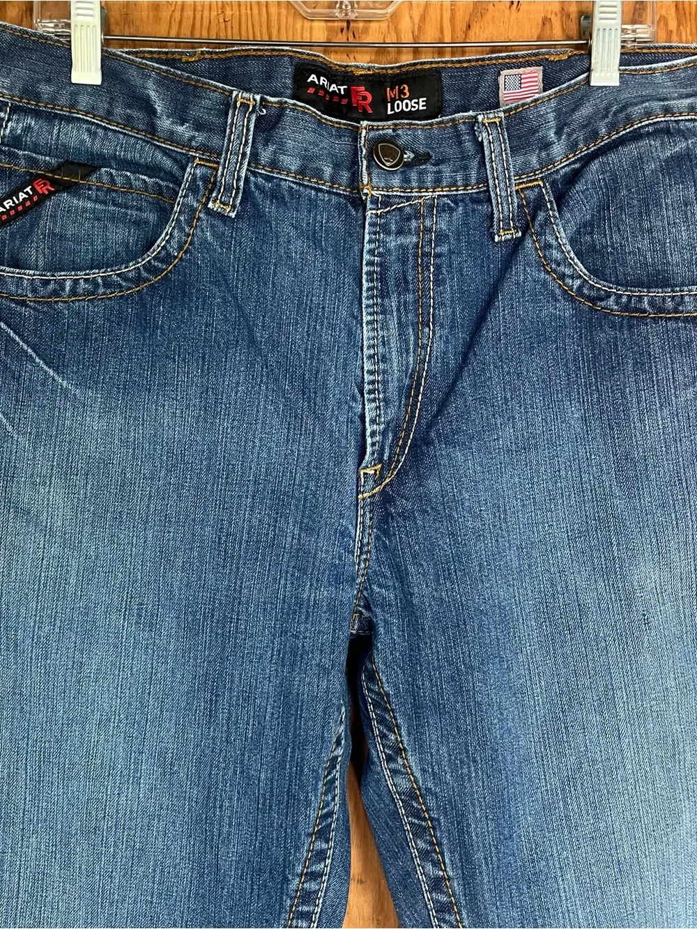 Ariat FR M3 Loose Fit Straight Leg Jeans Men 35x34.5 Medium Wash Flame Resistant