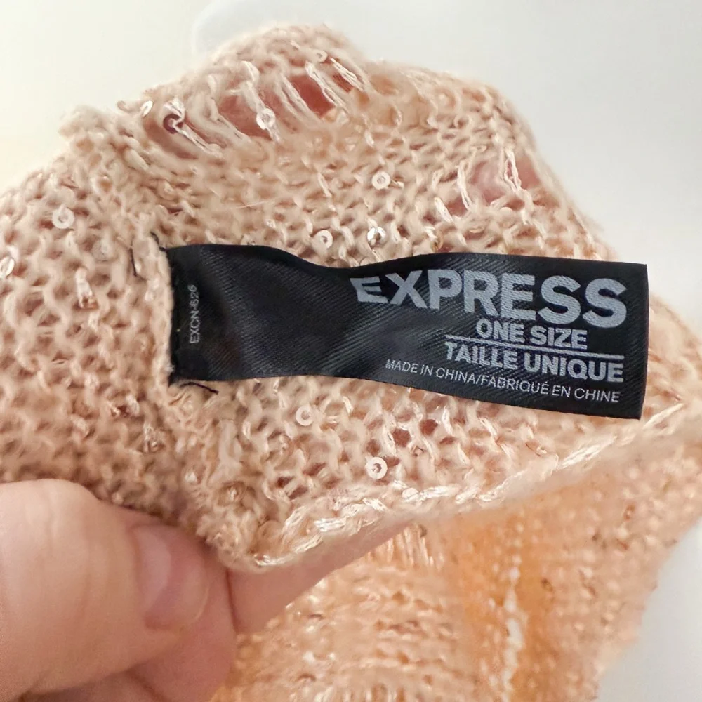 Light Pink Sequin Knit Infinity Scarf
