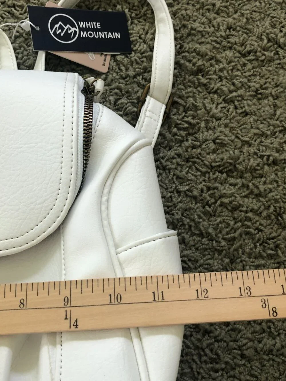 White Mountain White Faux Leather Multi-Pocket Backpack School NWT
