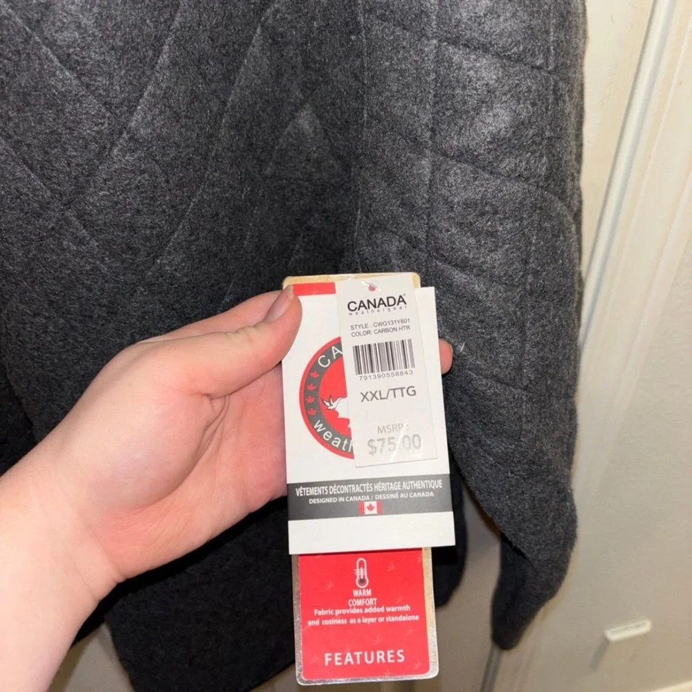 NWT Canada Weather Gear Men's Quilted Snap Placket 1/4 Zip - XLL