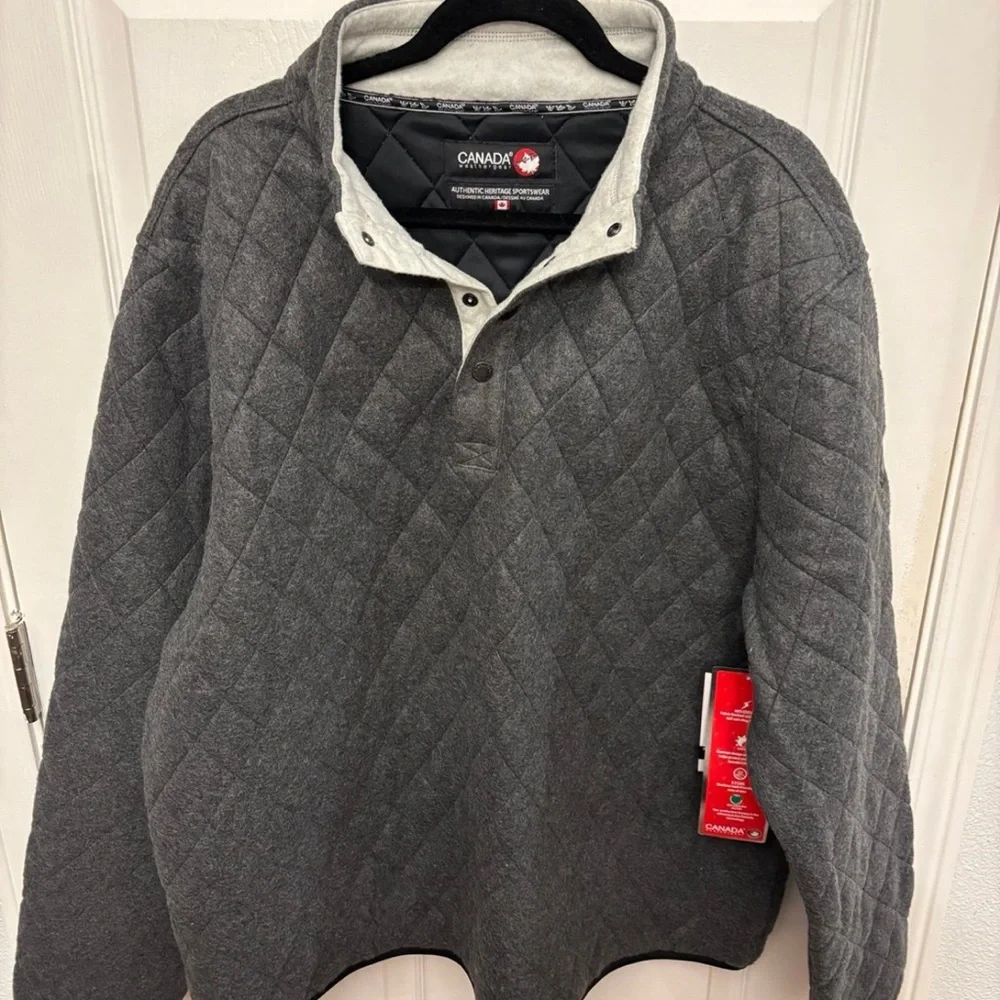 NWT Canada Weather Gear Men's Quilted Snap Placket 1/4 Zip - XLL