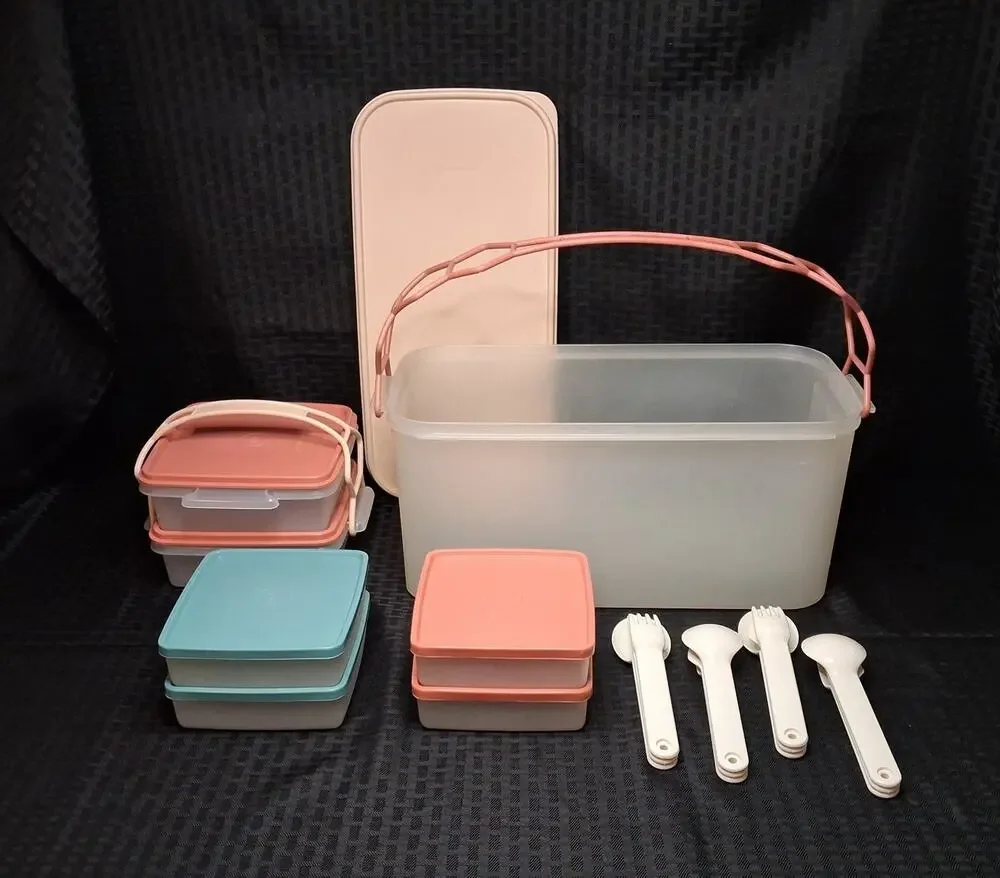 Tupperware Picnic Set 28 Pieces includes 4 Utensil Sets Vintage