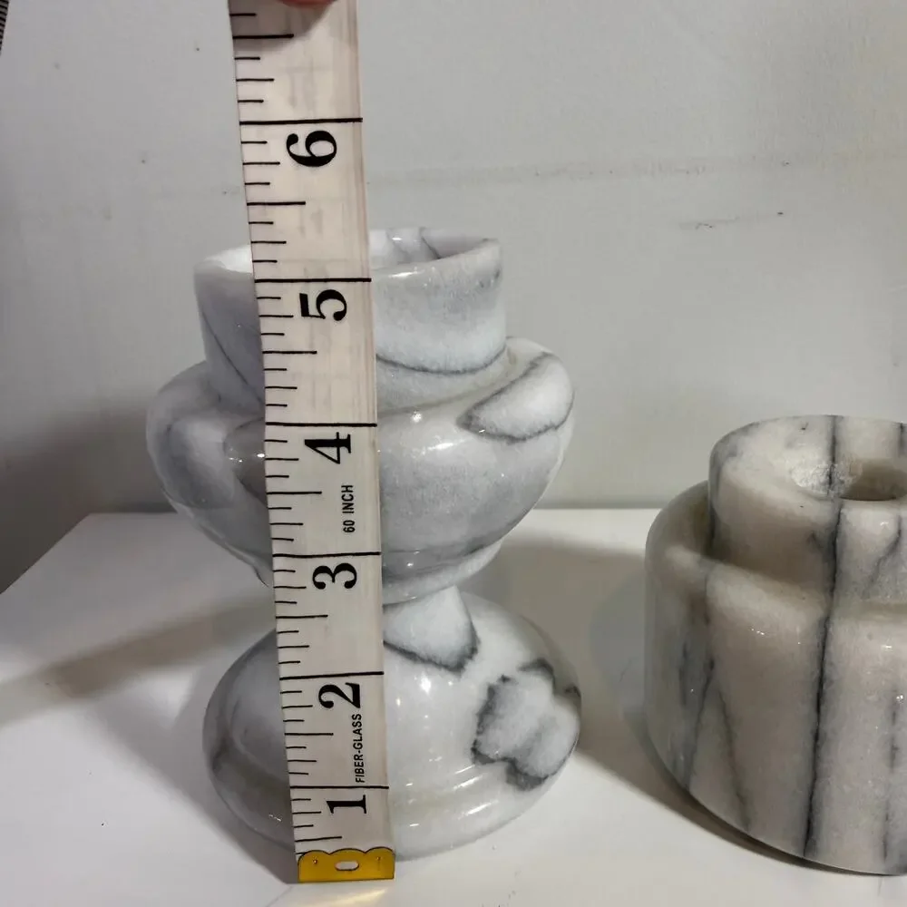 Gailstyn Sutton Genuine Quarry Marble Pedestal Candleholder Minimalist Scandi