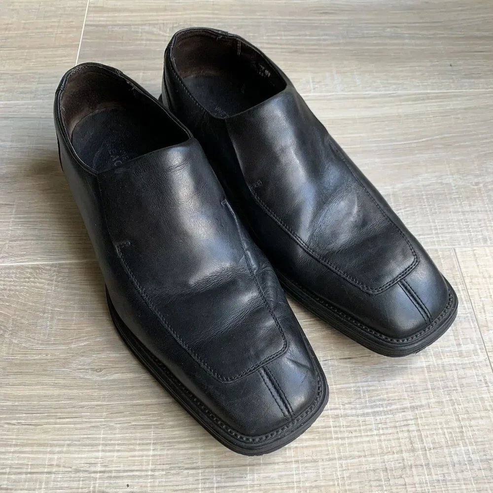 Kenneth Cole Meet U There Split Toe Slip On Loafers 10.5M Black Leather Smooth