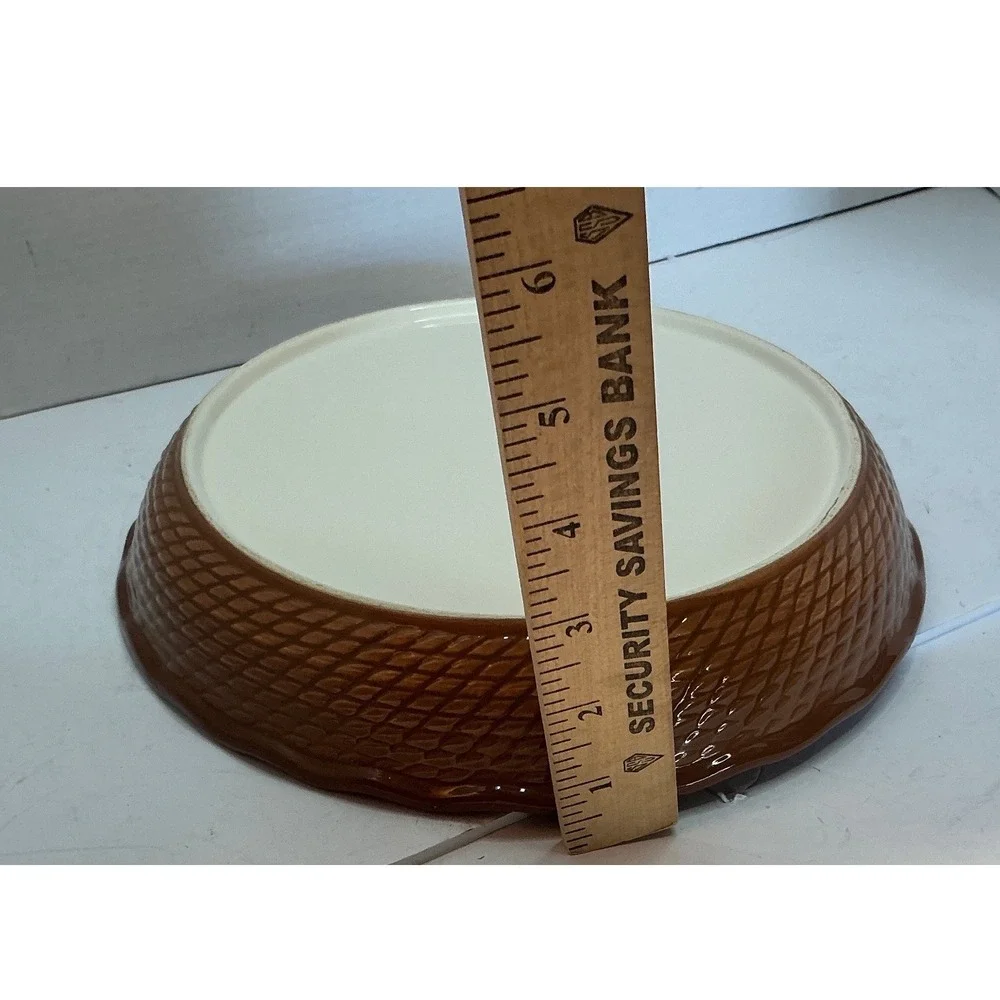Vintage Apple Pie Ceramic Deep Dish Baker Recipe Basketweave 10.5 Inch