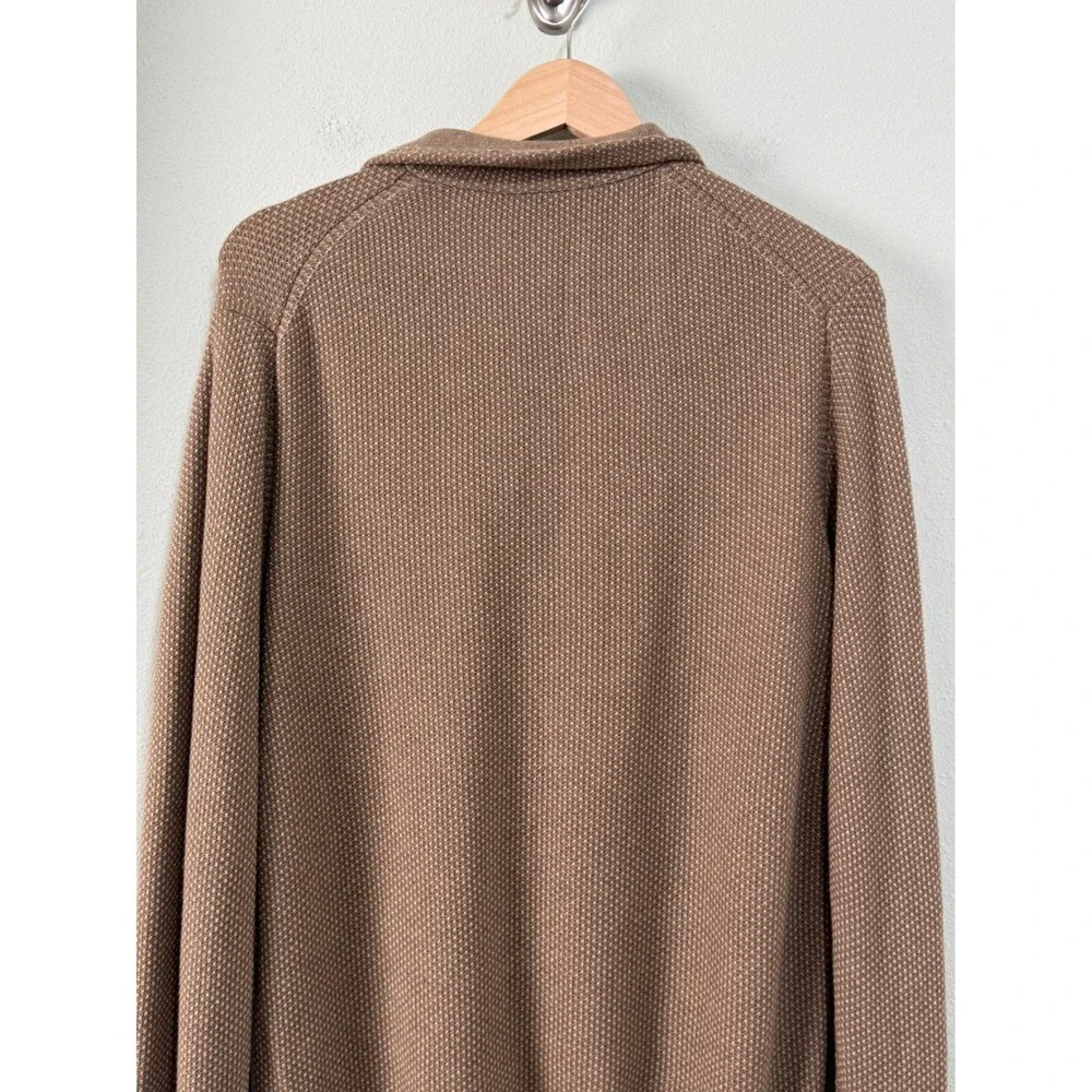 Vince Geo Jacquard Quarter Zip Wool Cashmere Blend Sweater Teton/River Sand Sz M