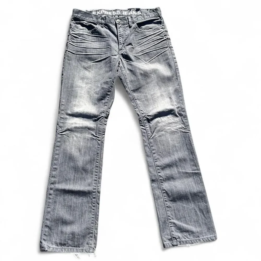 Express Men's Grey and Blue Jeans