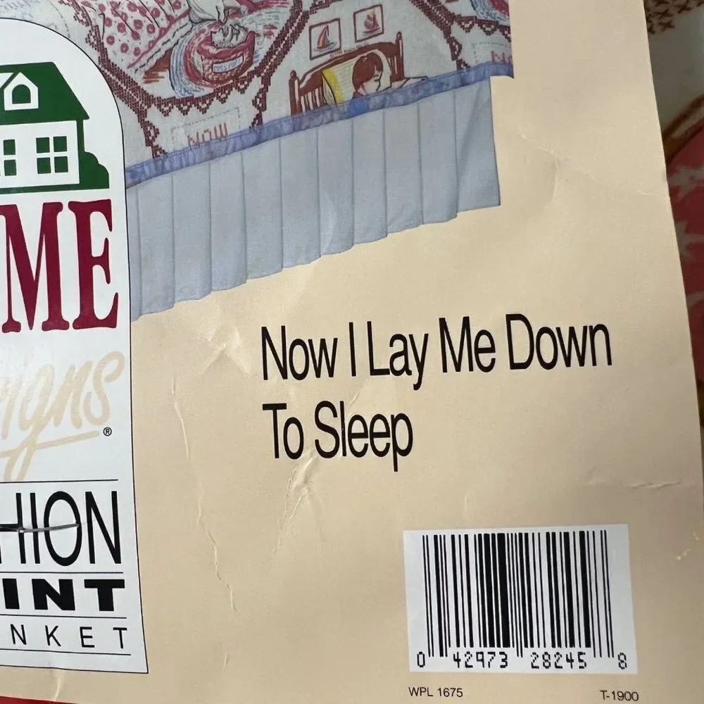 Vtg.Home Designs Blanket Now I Lay Me Down To Sleep Fits Full 72x90