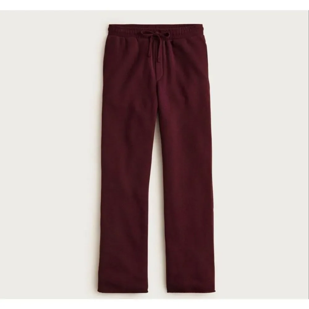 J. Crew Heritage terry wide-leg sweat-pant Maroon NWT size S