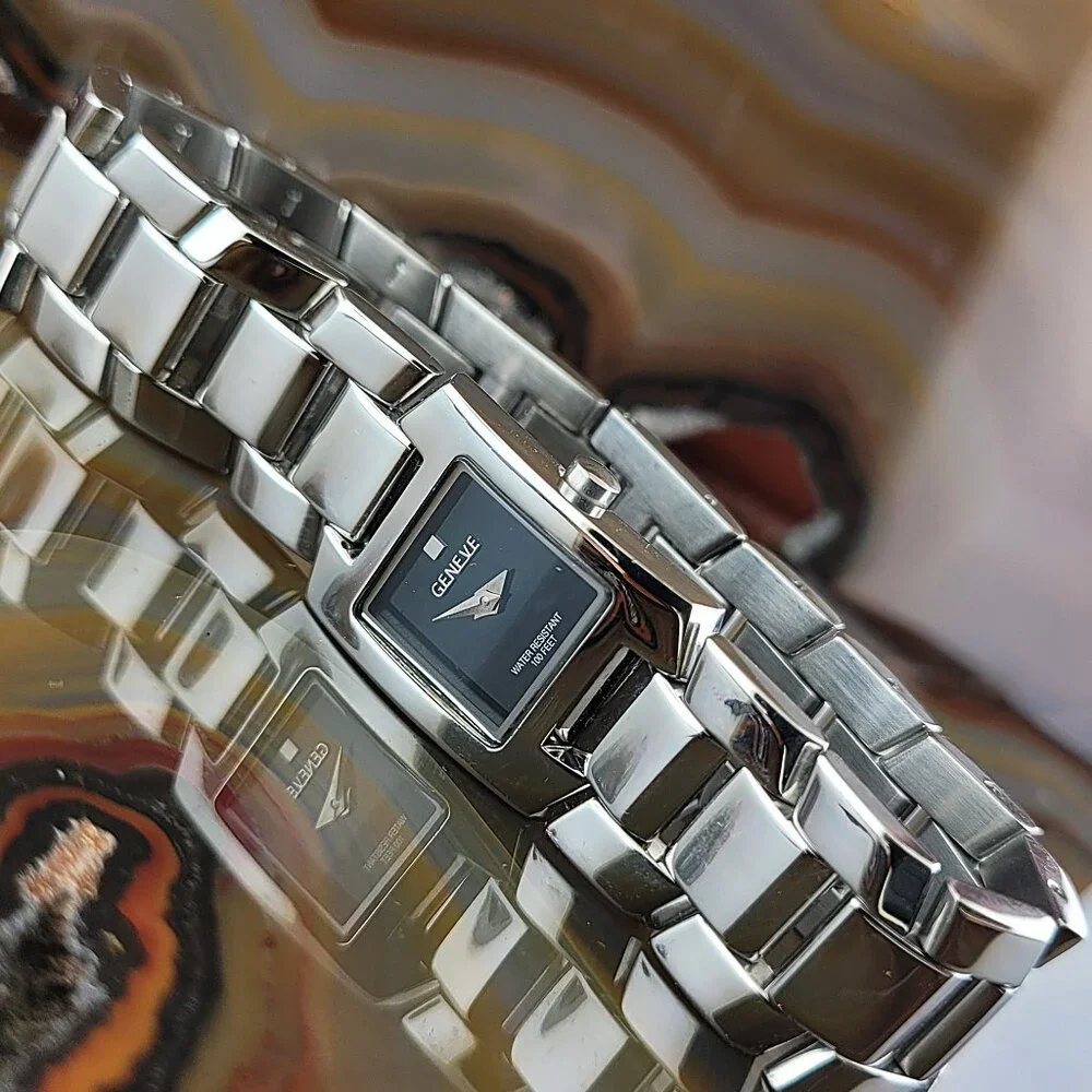 Womens Geneve Swiss Polished Steel Bracelet Watch