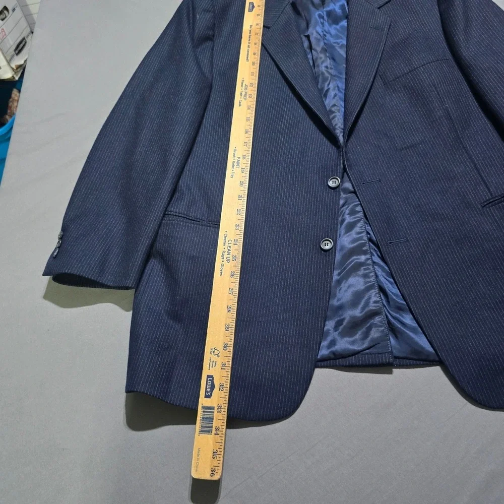 Paul Rene Suit Mens 46R 41x29 Navy Pinstripe 2-Piece Blazer Set vintage