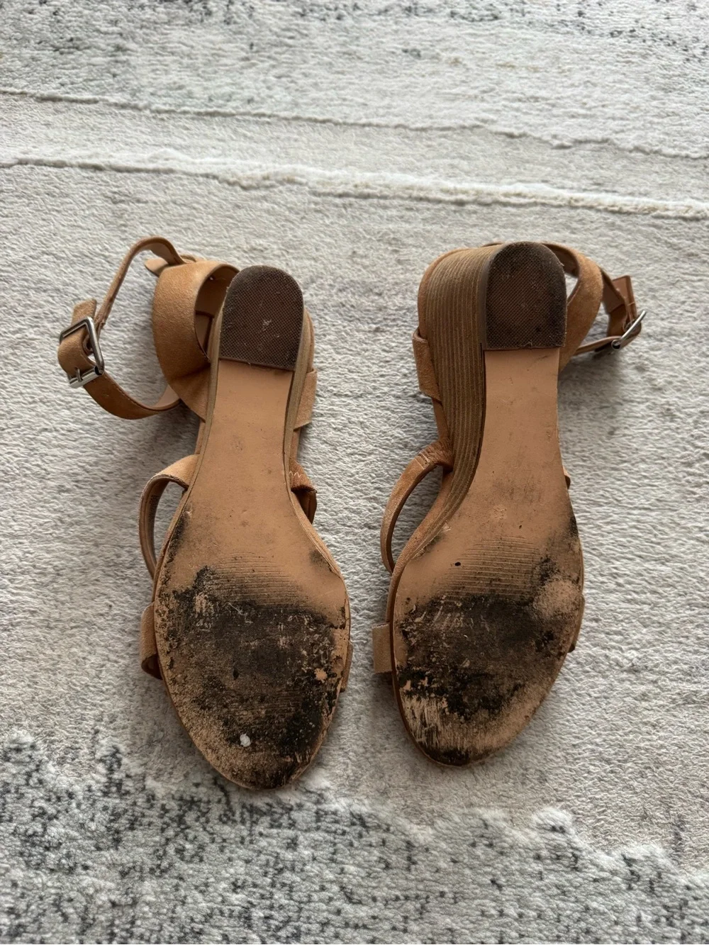 Steve Madden Caley leather suede caramel tan strappy wedge sandals