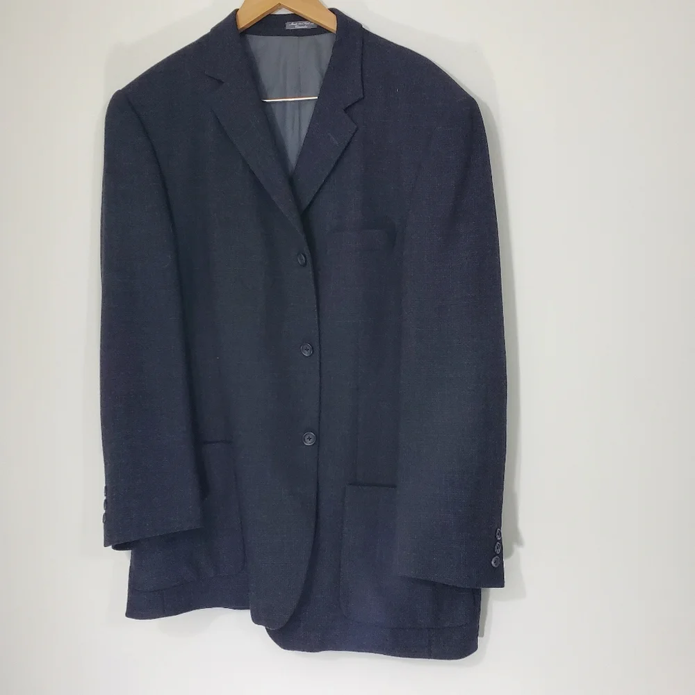 Biella Black/Britches of Georgetowne Gray Wool Knit Jacket, Size 48R