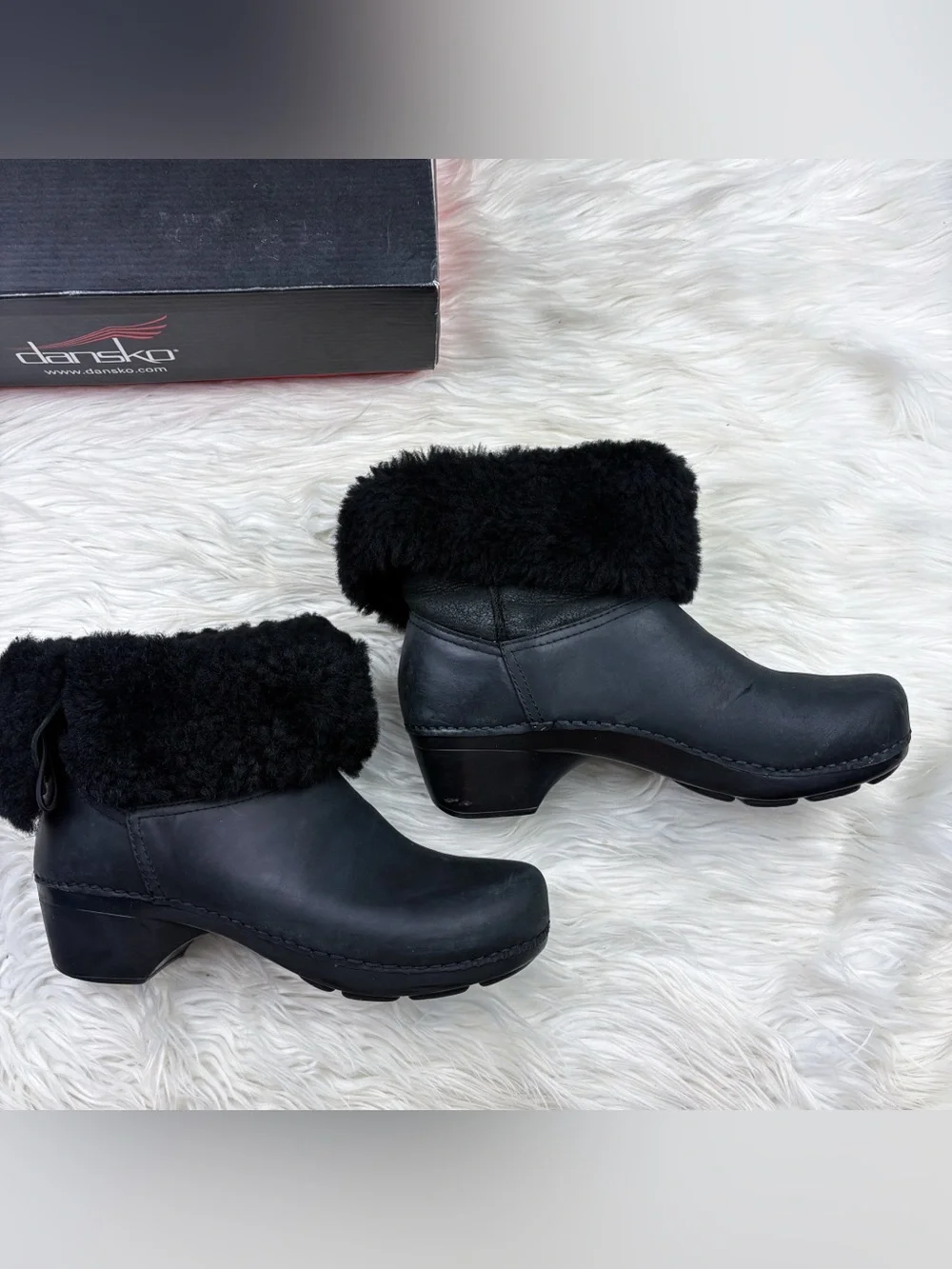 Dansko Stormy Shearling Sherpa Lined Oiled Nubuck Leather Winter Boots Black 39