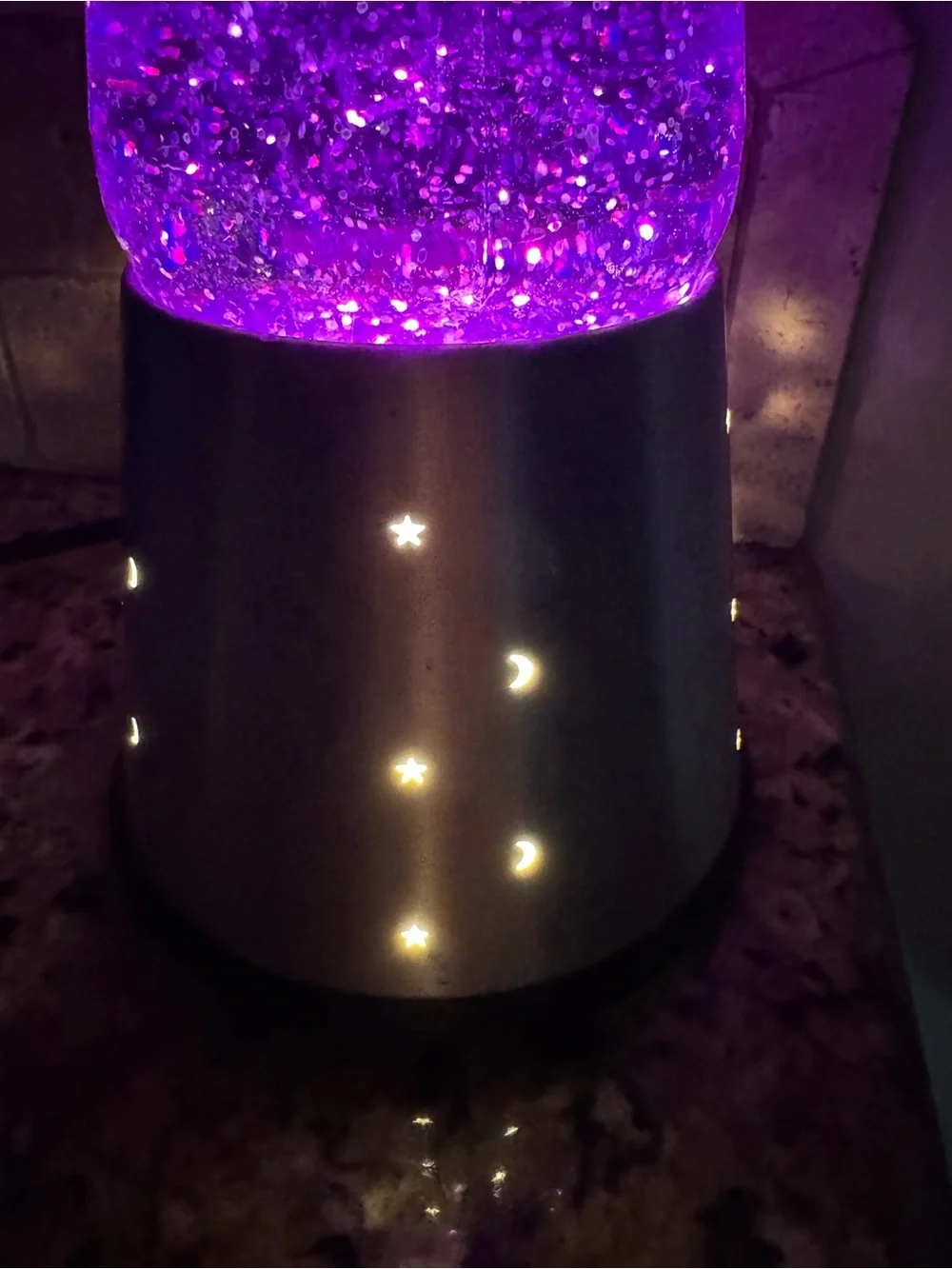 Vintage Original Lava Lite Wizard Glitter Lamp Purple Liquid Moon  Stars Works!