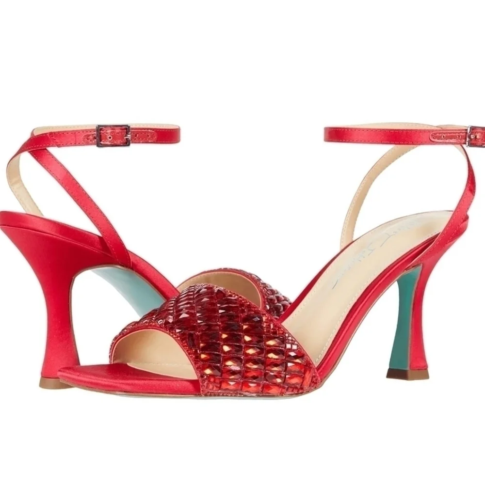 Betsey Johnson Britt Square Toe Rhinestone Sandals