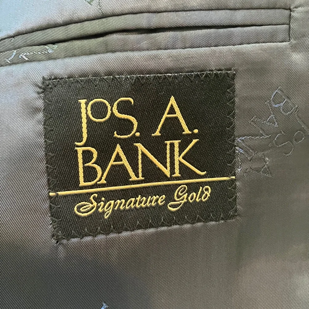 Jos A Bank Signature Gold Wool Gray Herringbone Blazer Jacket Men's‎ 44R