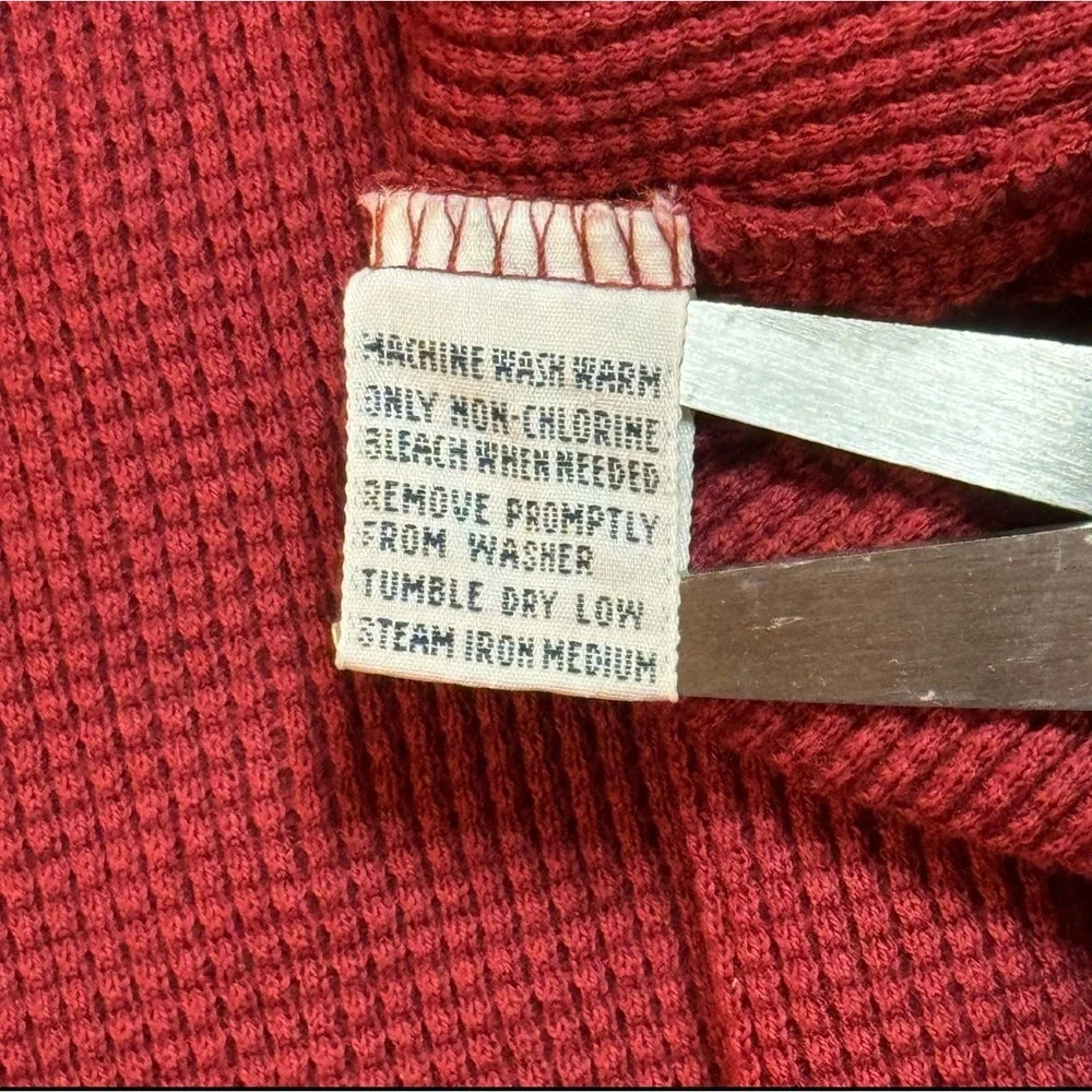 Polo Ralph Lauren Red Waffle Knit Thermal‎ Golf Long Sleeve Polo Shirt Men's 2XL