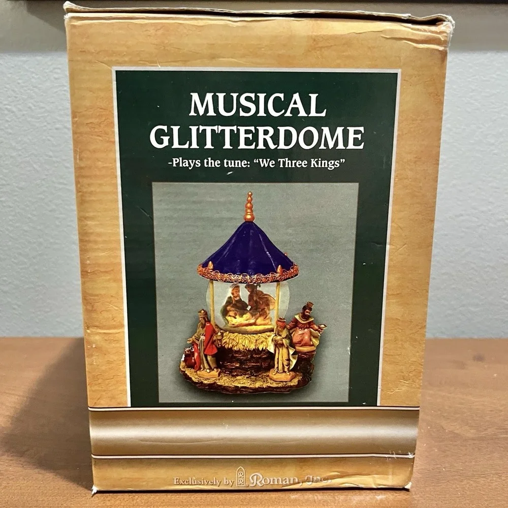 Fontanini Renaissance Nativity Musical Glitterdome 2005 We 3 Kings RARE MODEL‎