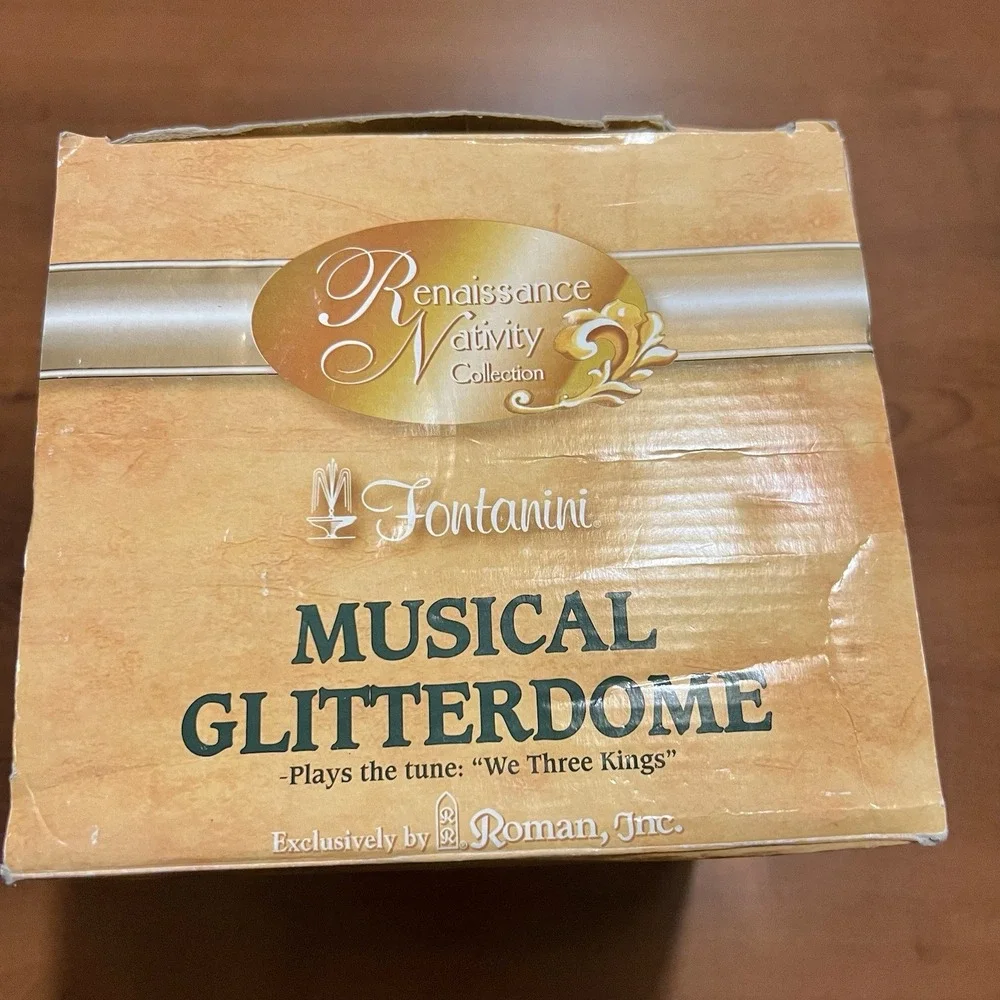 Fontanini Renaissance Nativity Musical Glitterdome 2005 We 3 Kings RARE MODEL‎