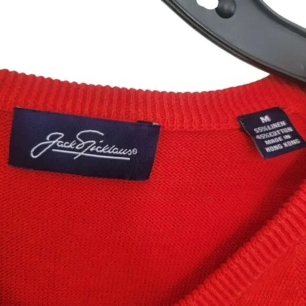 Jack Nicklaus Vintage Coral Linen Cotton‎ Blend Sweater Vest Mens Sz Medium