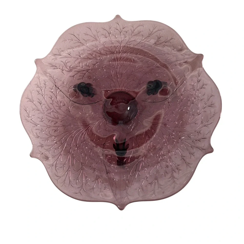 Vintage Indiana Glass Tiara Sandwich Plum Purple 3 Footed Scalloped‎ Bowl 10.5